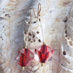 Boucles d'oreilles pendantes murano rouge