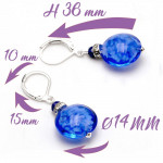 Boucles d'oreilles dormeuses bleu marine en veritable verre de murano de venise