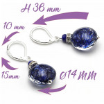 Boucles d'oreilles dormeuses aventurine bleu marine verre de murano