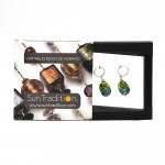 Sasso bicolore vert - boucles oreilles non percees en verre de murano vert et bleu