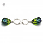 Oorbellen murano glas groen en blauw geen piercing