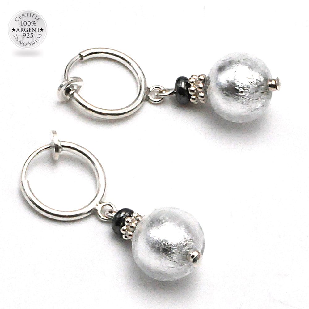 Silver murano glass undrilled earrings genuine venitian glass