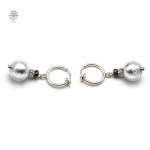 Boucles oreilles non percee argent en veritable verre de murano de venise