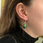 Oorbellen murano glas groen en blauw geen piercing