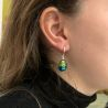 Boucles oreilles non percees en verre de murano vert et bleu
