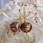 Boucles d'oreilles verre murano chocolat