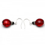 Leverback red earrings jewelry real glass murano from venice