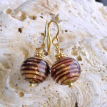 Boucles d'oreilles murano or marron