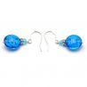 Aretes azul claro gancho cerrado joyas de cristal de murano de venecia