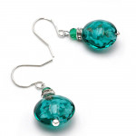 Boucles d'oreilles dormeuses vert emeraude aventurine verre de murano 