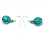 Boucles d'oreilles dormeuses vert emeraude aventurine verre de murano 