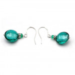 Leverback emerald green earrings jewelry real glass murano from venice