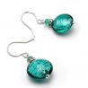 Leverback emerald green earrings jewelry real glass murano from venice