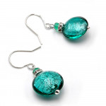 Leverback emerald green earrings jewelry real glass murano from venice