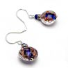 Leverback aventurine cobalt earrings jewelry real glass murano from venice