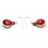Leverback aventurine red earrings jewelry real glass murano from venice