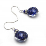 Boucles d'oreilles dormeuses aventurine bleu marine verre de murano