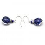 Boucles d'oreilles dormeuses aventurine bleu marine verre de murano