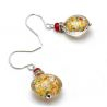 Multicoloured gold earrings made of real murano glass from venice