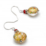 Multicoloured gold earrings made of real murano glass from venice