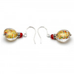 Boucles d'oreilles dormeuses or multicolore en veritable verre de murano de venise