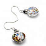 Boucles d'oreilles dormeuses argent multicolore en veritable verre de murano de venise 