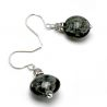 Leverback aventurine grey earrings jewelry real glass murano from venice 