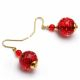 Fizzy rouge - boucles d'oreilles rouge bijoux en veritable verre de murano de venise