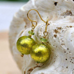 Boucles d'oreilles murano vert anis