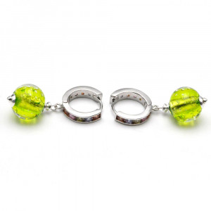 Fizzy arcobaleno groene anijs - groene dwarsligger oorbellen in echt venetië murano glas