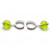 Fizzy arcobaleno anis green - anise green leverback earrings in real venice murano glass