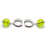 Fizzy arcobaleno anis green - anise green leverback earrings in real venice murano glass