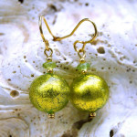 Green anise murano glass earrings genuine venice murano glass