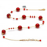 Collier rouge en veritable verre de murano