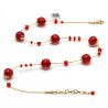 Red murano glass necklace in real venice glass