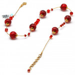 Red murano glass necklace in real venice glass