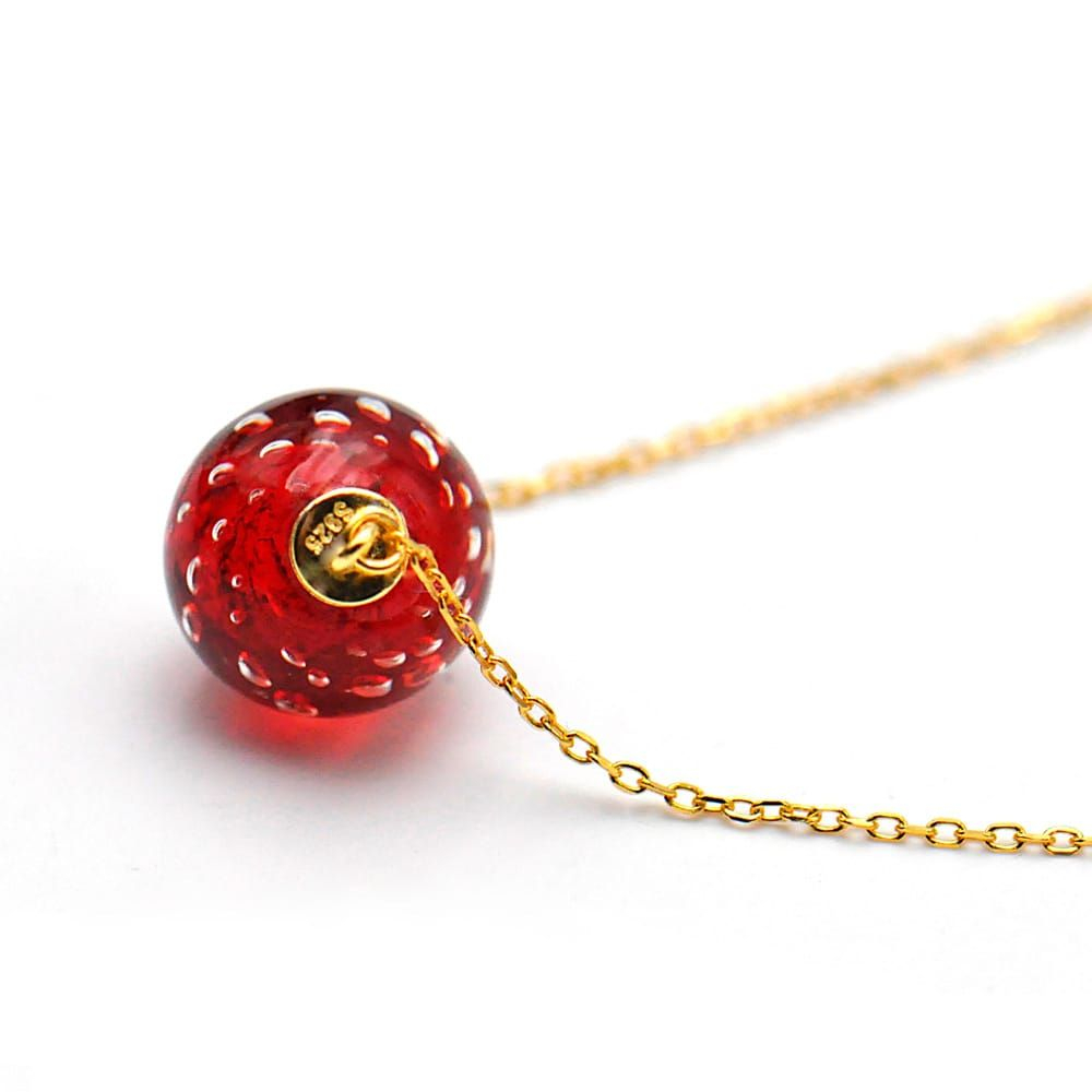 RED MURANO GLASS FIZZY BEADS PENDANT