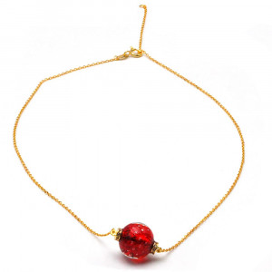 Collier evidence renaissance rouge tisse dore