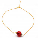 Collier evidence renaissance rouge tisse dore