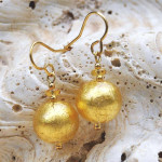 Gold murano glass earrings genuine venitian jewelry