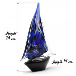 Blaues und schwarzes murano glass segelboot