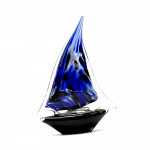 Velero de cristal de murano azul y negro