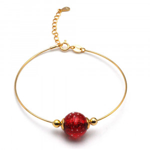 Bracelet fin rouge en veritable verre de murano de venise 