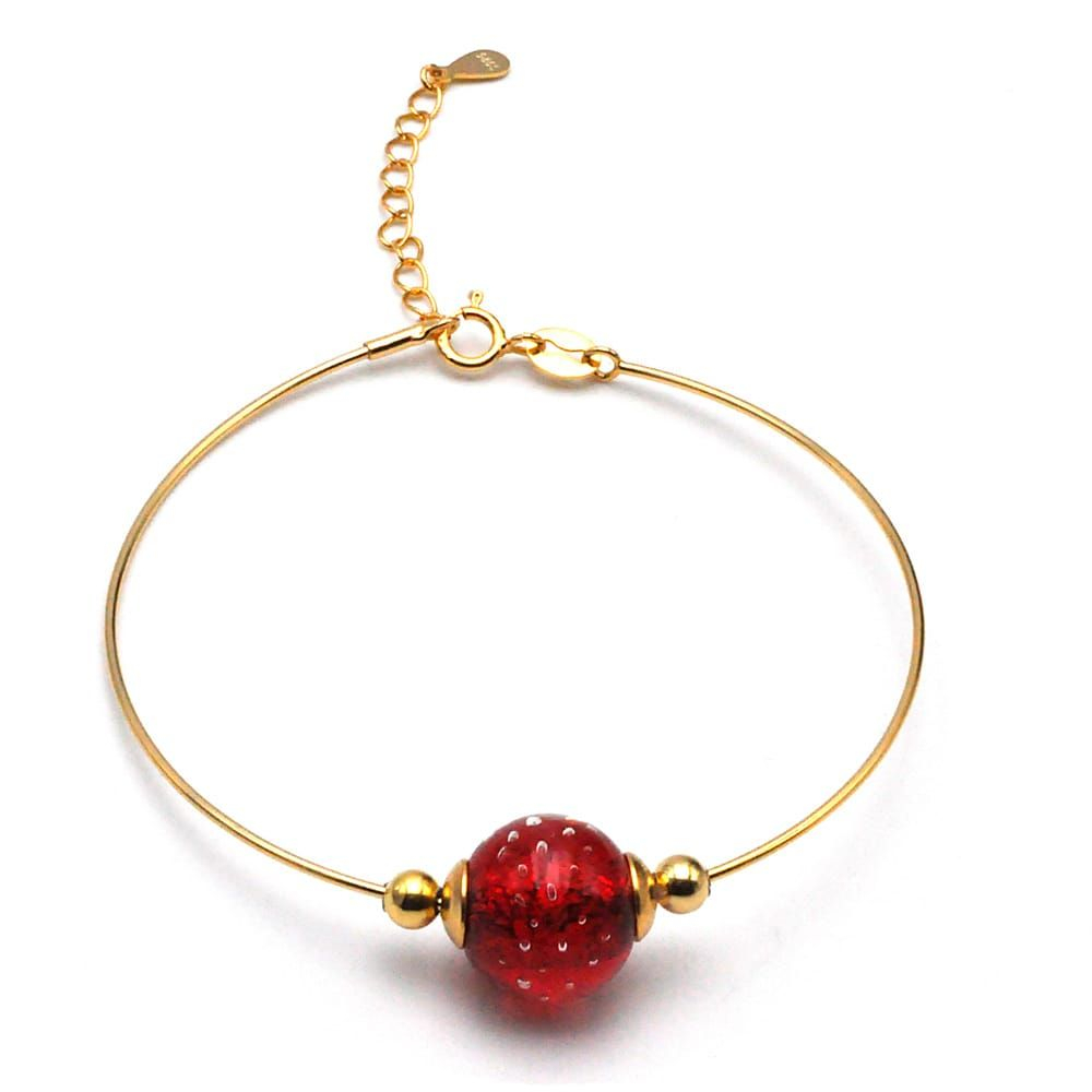Feines rotes armband aus echtem murano-glas aus venedig