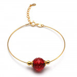 Bracelet fin rouge en veritable verre de murano de venise 