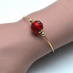 Bracelet rouge en veritable verre de murano de venise 