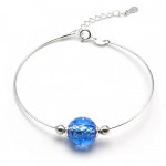 Bracelet argent bleu en veritable verre de murano de venise