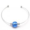 Blue silver bracelet in genuine murano glass from venice