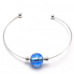 Blue silver bracelet in genuine murano glass from venice