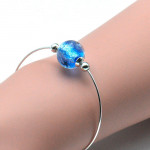 Bracelet fin bleu en veritable verre de murano de venise